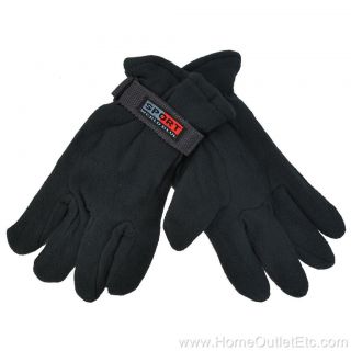 Mens Fleece Gloves Thermal Insulated Adjustable Wrist Strap Winter