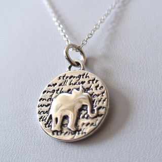 Elephant Charm Necklace 950 Sterling Silver Handmade Inspirational New