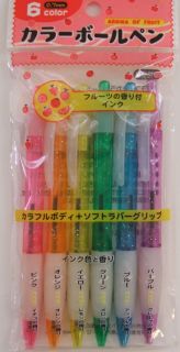 Japanese Colorful Fruit Scented Ink Pen Set of 6 Pens