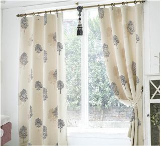 HN002 Tree Thermal Insulated Blackout Curtains Drapes Color Beige 2