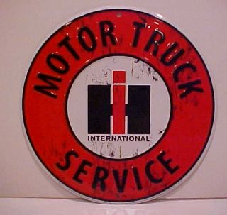 IH International Motor Truck SVC Tin Car Garage Sign