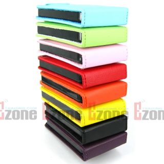 Black Flip Leather Hard Case Cover Pouch F iPhone 4S 4 4G Free Screen