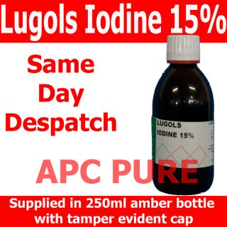 Lugols Iodine Solution 15 Strength 250ml with Free 50ml Dropper Bottle