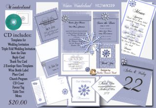 Delux Winter Wonderland Wedding Invitation Kit on CD