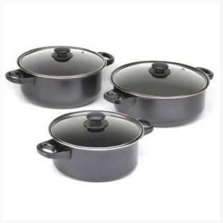 6pc Lidded Nonstick Pan Home Kitchen Iron Cookware Set