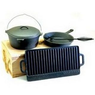 Texsport TEX14455 Cast Iron Cookware Kit 5pc Rugged Wooden Storage
