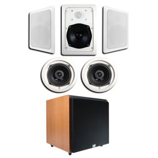 Home in Wall Speaker System w Cherry 10 HD Subwoofer