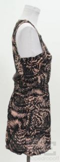Iro Black Tan Abstract Print Zipper Trim Sleeveless Dress Size 1