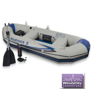 Intex Mariner 3 Inflatable Raft River Lake Dinghy Boat & Oars Set