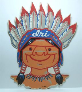 Vintage Iroquois Beer Iri Indian Headdress Cardboard Bar Sign 29