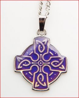 Irish Celtic Cross Mood Pendant Necklace 16 Childs Womens Girls