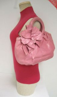 Isabella Fiore Leather Hibiscus Flower Clutch Ring Handbag Pink