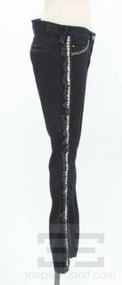 Isabel Marant Silver Studded Leather Trim Dark Skinny Jeans Size 1 New