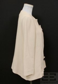 Iro Cream Wool Basketweave Collarless Jacket Size 0