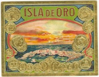 Isla de Oro Map of Cuba Havana Cigar Label