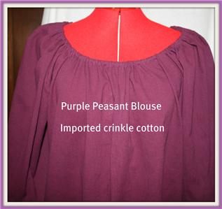 New Custom Purple Plum Peasant Gypsy Blouse Renaissance