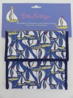 LILLY PULITZER REUSABLE SANDWICH & SNACK SACK DOCKSIDER Sailboats Eco