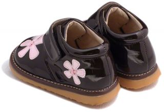 Girls Toddler Leather Squeaky Shoes Boots Brown Pink