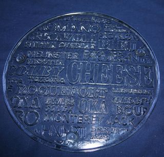 Italian Glass Cheese Serving Plate with Names of Cheese