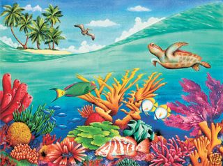 Sea Swell Turtle Fish Ocean Island Wallpaper Mural