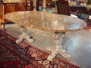 Antique Italian Table with Original Marble 1800s