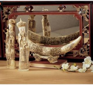 Mandarin Ivory Oliphants Elephant Tusk Emperor Empress Design Toscano