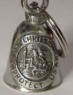 St Christopher Motorcycle Guardian Bell Pewter Saint New