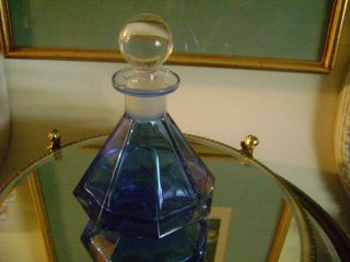 Italian Cut Glass Crystal Perfume Scent Vanity Dresser Bottle Large
