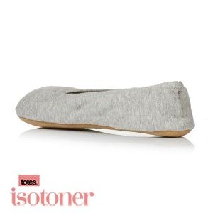 Isotoner Cotton Ballet Womens Slippers Grey
