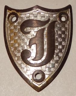 Letter J Vintage Monogram Junior Radiator Cap Badge Emblem Initial