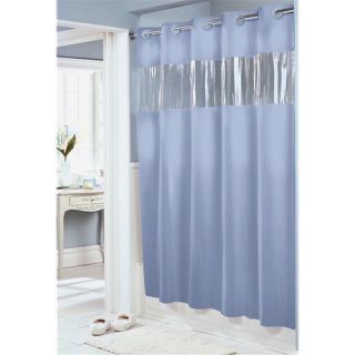 Focus Electrics Hookless Blue Shower Curtain