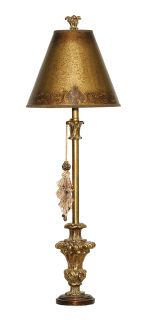 Traditional Italian Finial Candlestick Gold Finish Pick Shade Table