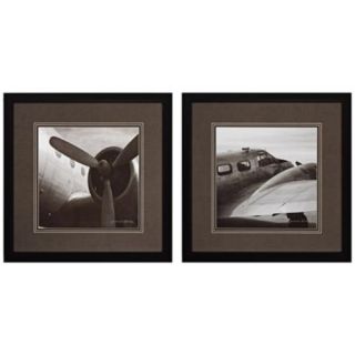 Set of 2. Aviation wall art prints. Solid black finish shadowbox frame