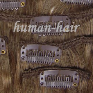 Natural Indian 7pcs Remy Clips in Human hair Extensions #10 Ash Brown