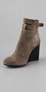 CoSTUME NATIONAL Suede Wedge Booties with Ankle Wrap
