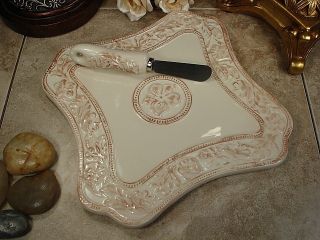 Traditional Italian 2pc Ceramic Cheese Board Knife Set