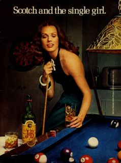 1973 J B Scotch Whiskey Ad Single Girl Pool Table