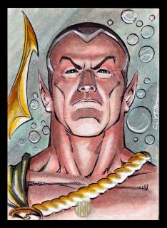  Namor The Savage Submariner   Original Sketch Card by Roy Cover