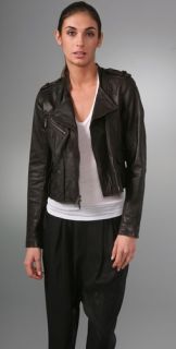 Vince Cropped Leather Motorcycle Jacket