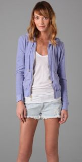 Juicy Couture French Terry Zip Hoodie with Linen Trim