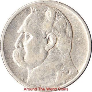 1934 Poland 2 zlote Silver Coin Jozef Pilsudski Y 27