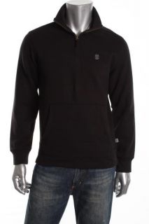 IZOD New Vintage Luxury Sport Black Fleece Funnel Neck Sweatshirt s