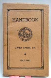 1942 43 Vintage Upper Darby High School Handbook Burke