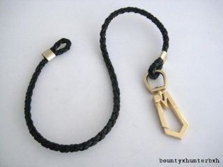 Marc Jacobs Gold Clip Doublewrap Leather Bracelet Black