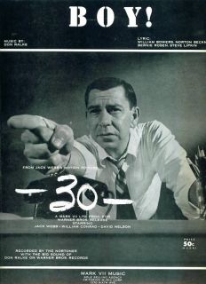 30 Jack Webb 1959 Movie Sheet Music Boy Mint Cond
