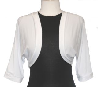 White 3 4 Sleeve Stretchy Georgette Bolero Jacket or Shrug New 3xlarge