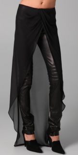 Kevork Kiledjian Leather Pants with Chiffon Overlay