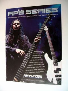 Fernandes Bass Guitar Eddie Jackson Queensryche 1996 Ad