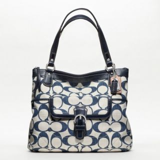 Coach 19620 Poppy Signature C Crosshatch Glam Tote Brown or Navy $298