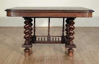 Antique French Solid Oak Jacobean Dining Table A117